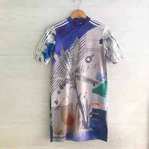 adidas - Abstract banana tree short sleeve shift dress, sz XS